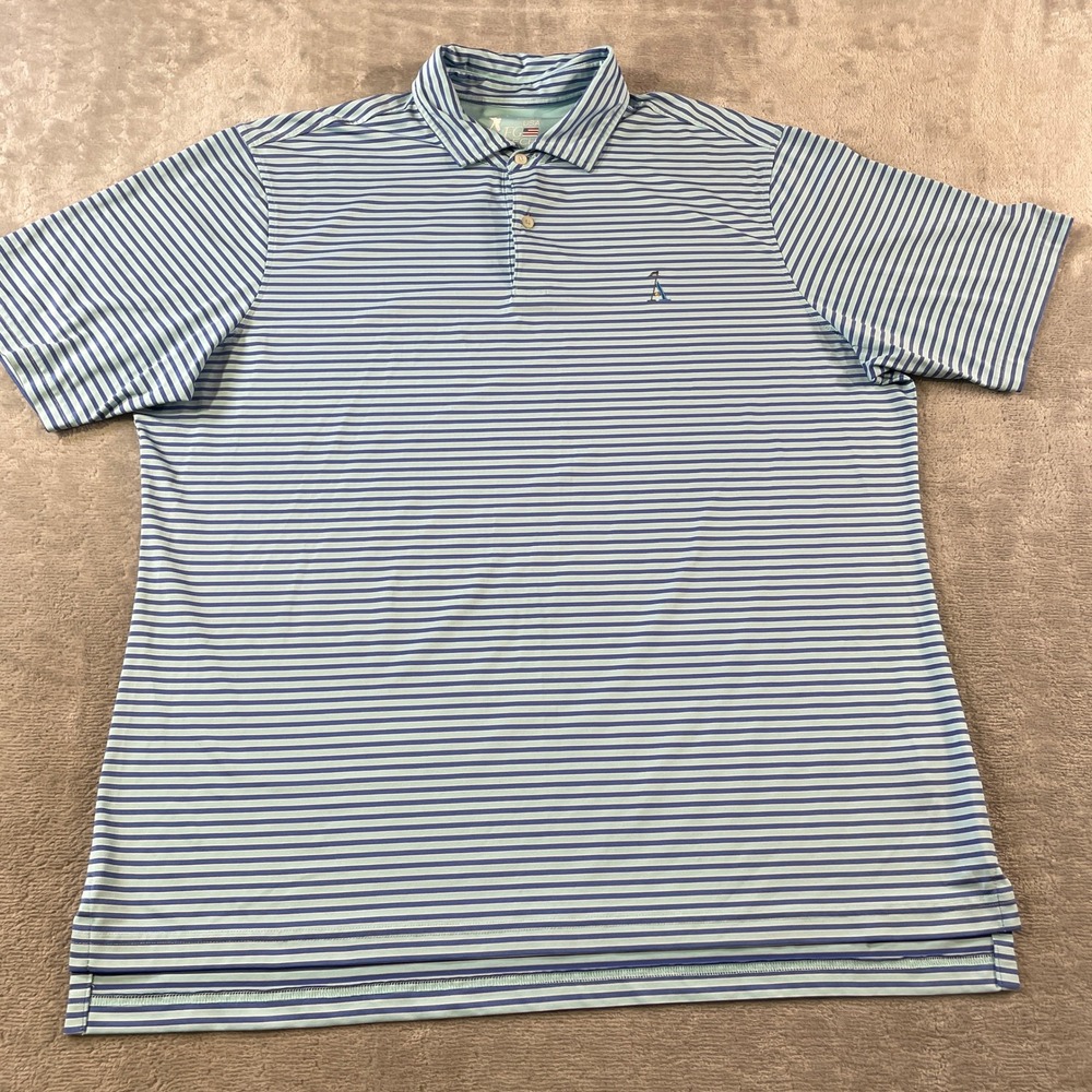 FG Tech Polo Shirt  Alotian Golf CLub Mens XL Blue Striped USA Performance Light